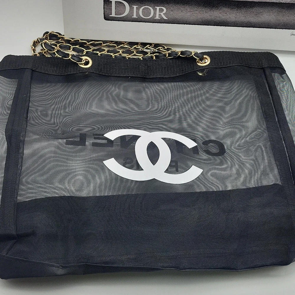 New, Chanel Beauty Mesh Tote & cosmetic pouch